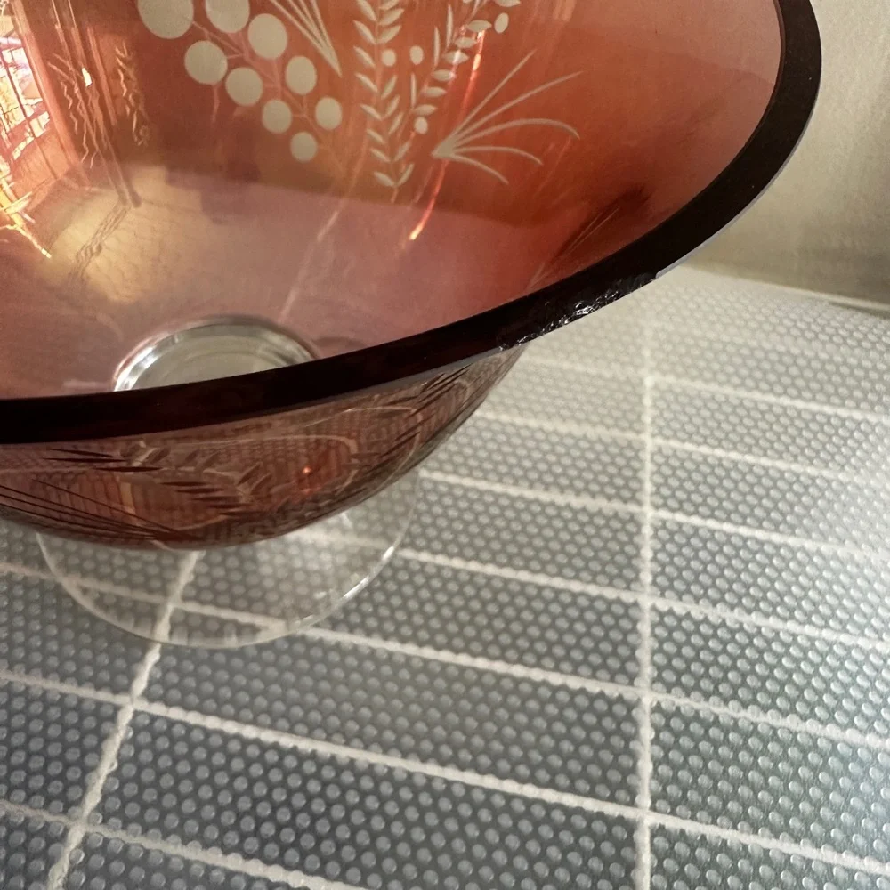 Lenox Pink Etched Glass Bowl - Picture 3 of 3